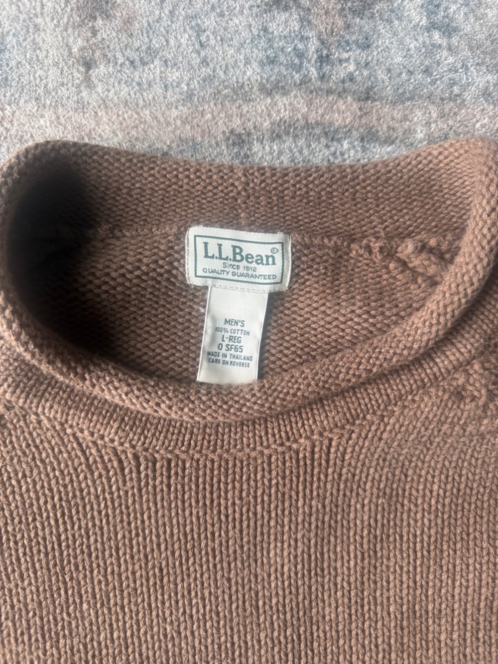 L.L. Bean Men's Tan-Brown Crewneck Sweater - Picture 2 of 2